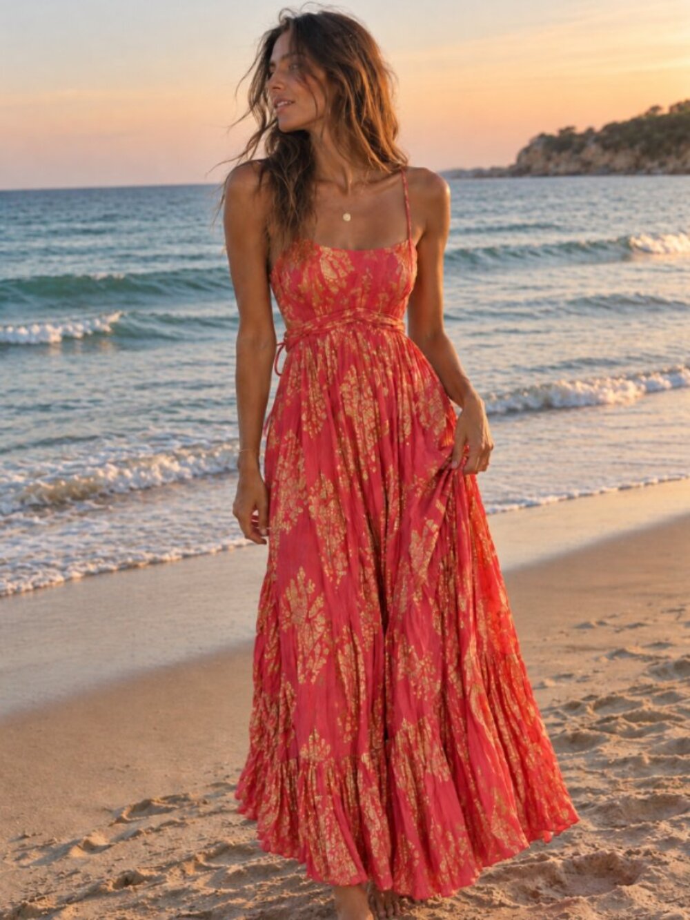 Diane von Furstenberg Silk Maxi Dress | Crinkle Metallic Sparkle Size 4